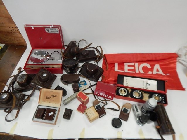 LEICA CAMERA ACCESSORIES: NO CAMERAS. CASES, LENSES, LIGHT METERS, ETC.