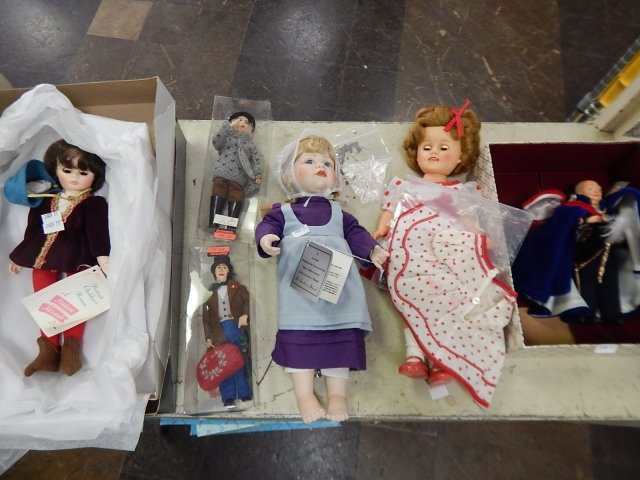 COLLECTION OF 6 ASSORTED DOLLS: SHIRLEY TEMPLE, MADAME ALEXANDER, DANBURY MINT. SIX PIECES IN LOT.