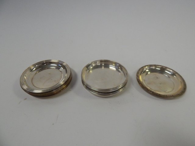 STERLING SILVER COASTERS: 8.5 OZ. NOT TROY. SETS OF 6, 4, AND 1.