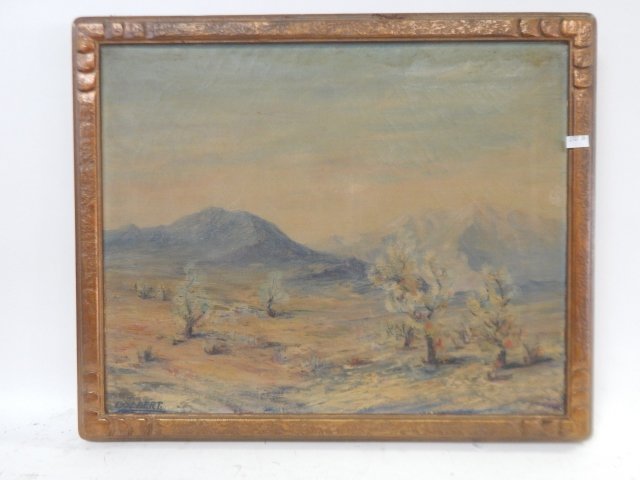 COLBERT, OIL ON CANVAS: SOUTHWESTERN SCENE, CRACKING IN PAINT, NEEDS CLEANING, 16" X 21"