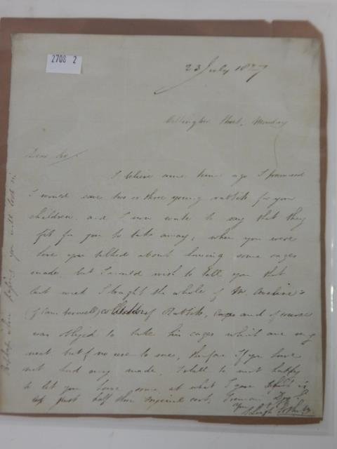 LETTER FROM SAMUEL LEIGH SOTHEBY: DATED 1827. AUCTIONEER AND ANTIQUARY.