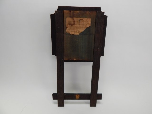 MISSION CLOCK: 25" TALL. NATIONAL CLOCK COMPANY, CHICAGO.