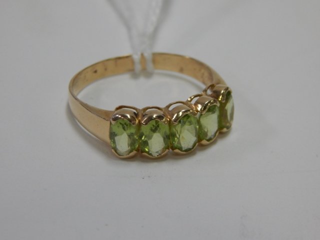 14 K GOLD DEMANTOID GARNET RING: SIZE 10.