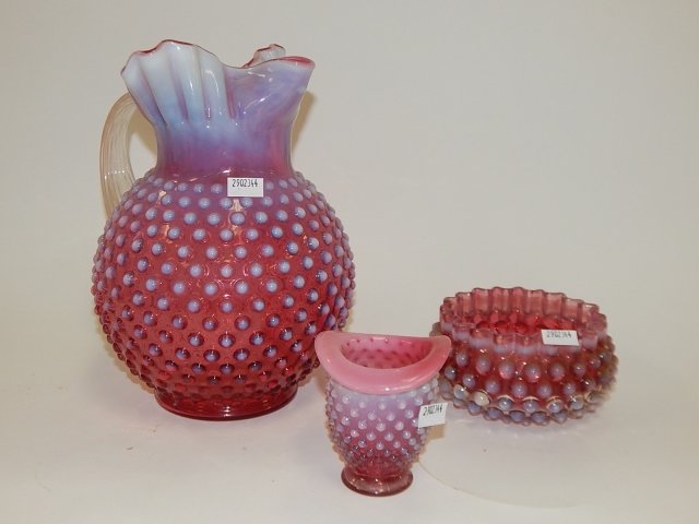 3 PIECE OF OPALESCENT CRANBERRY GLASS (1 of 1)