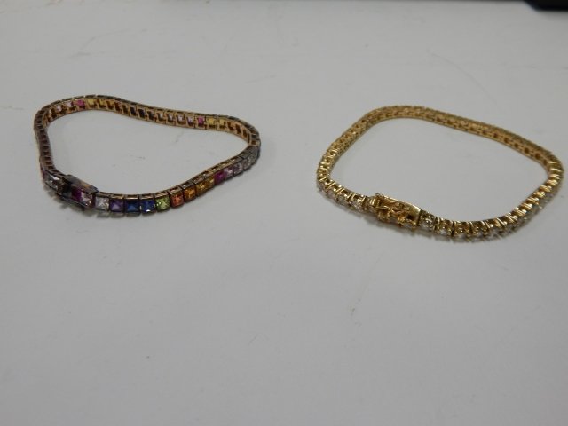 TWO STERLING SILVER TENNIS BRACELETS (1 of 3)