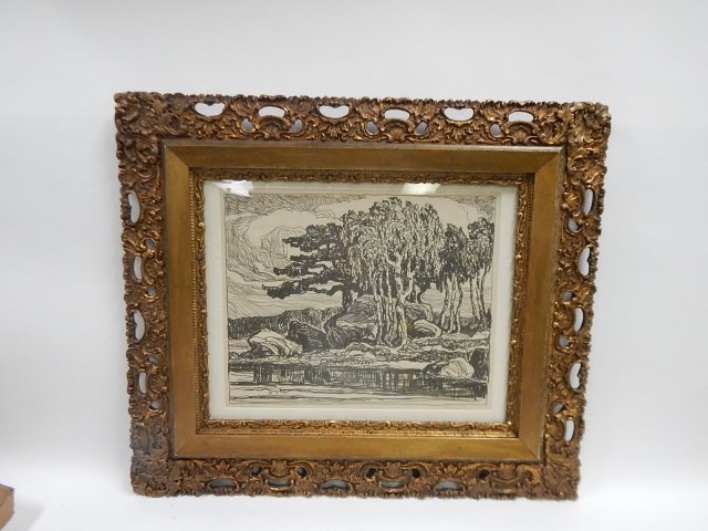 SANDZEN BIRGER LITHOGRAPH BIRCHLAND PINE: 14" X 17"