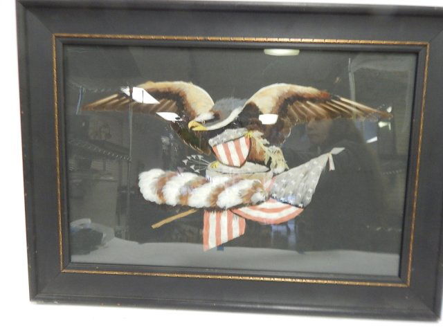 FEATHER ART OF AMERICAN EAGLE AND FLAG (1 of 5)