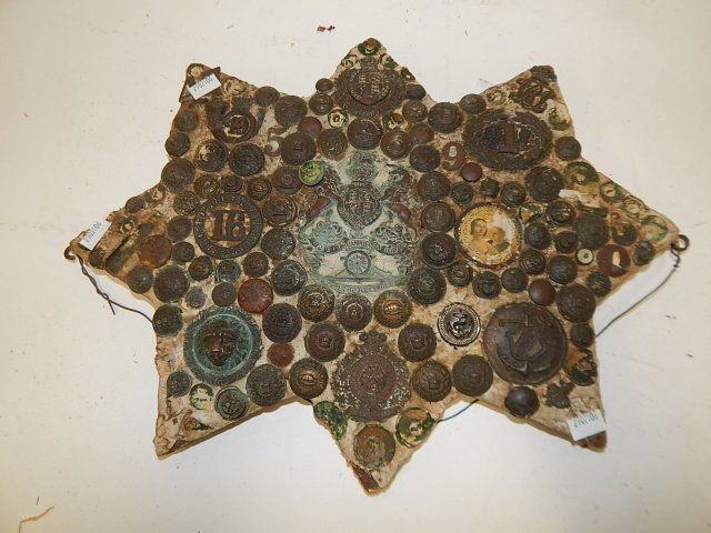 COLLAGE OF BUTTONS, MILITARY PINS AND MORE (1 of 7)