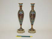 PAIR FRENCH ENAMEL VASES