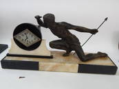 ART DECO MARBLE CLOCK WITH FIGURE