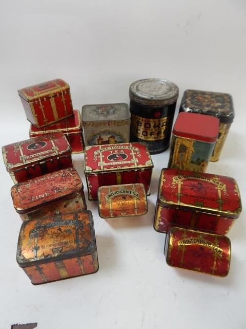 COLLECTION OF TINS: LARGEST IS 6" TALL SMALLEST IS 2" TALL