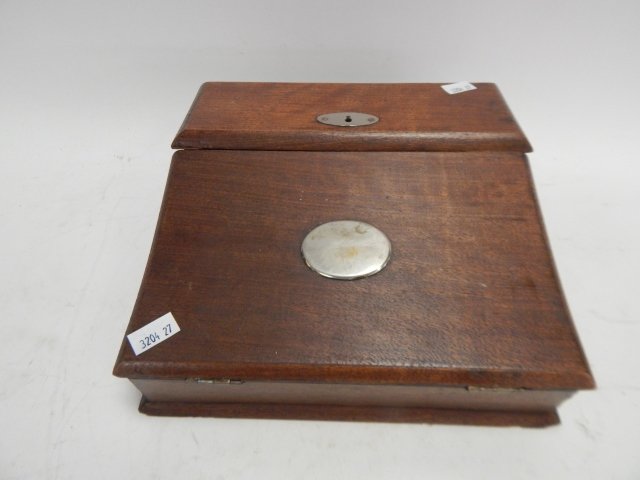 LAP DESK: WITH COMPARTMENTS FOR INK WITH INK HOLDER AND PENS, 8.5" LONG X 3" TALL