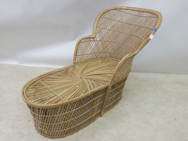 WICKER CHAISE AND TABLE: LITTLE ROUGH AROUND EDGES