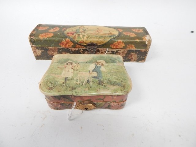 (AS IS) TWO VICTORIAN CELLULOID DRESSER BOXES (1 of 2)