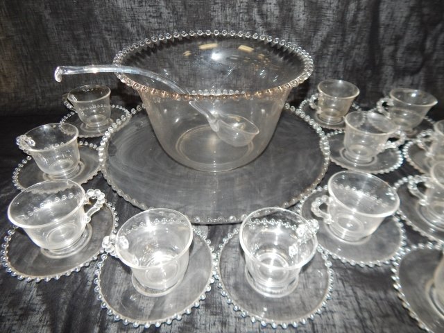 IMPERIAL GLASS CANDLEWICK  PUNCH BOWL  SET (1 of 8)