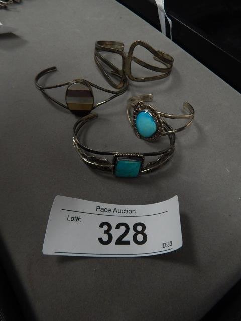 4 SLIP ON STERLING BRACELETS 3 WITH STONES (1 of 4)