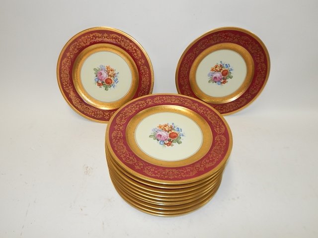 TWELVE BAVARIAN DINNER PLATES: 10 AND 3/4" DIAMETER