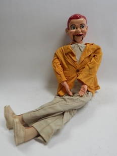 PAUL WINCHELL VENTRILOQUIST DOLL: PAUL WINCHELL DOLL. CLOTHES ARE WORN/DIRTY. STRINGS DO NOT OPERATE MOUTH. HEAD AND STICK DISCONNECTS.