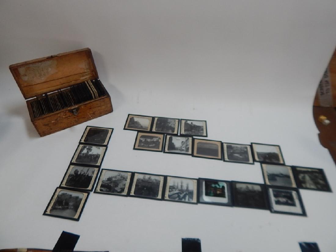 KEYSTONE VIEW COMPANY GLASS SLIDES: BOX OF KEYSTONE VIEWS. INDIANS, OIL WELLS, SHIPS, MILITARY BURIALS, COTTON GIN, MISSISSIPPI RIVER, TAOS INDIANS, SIOUX INDIANS, TEXAS OIL FIELDS, NEW ORLEANS COTTON, BURIAL OF THE VICTIMS OF THE MAINE