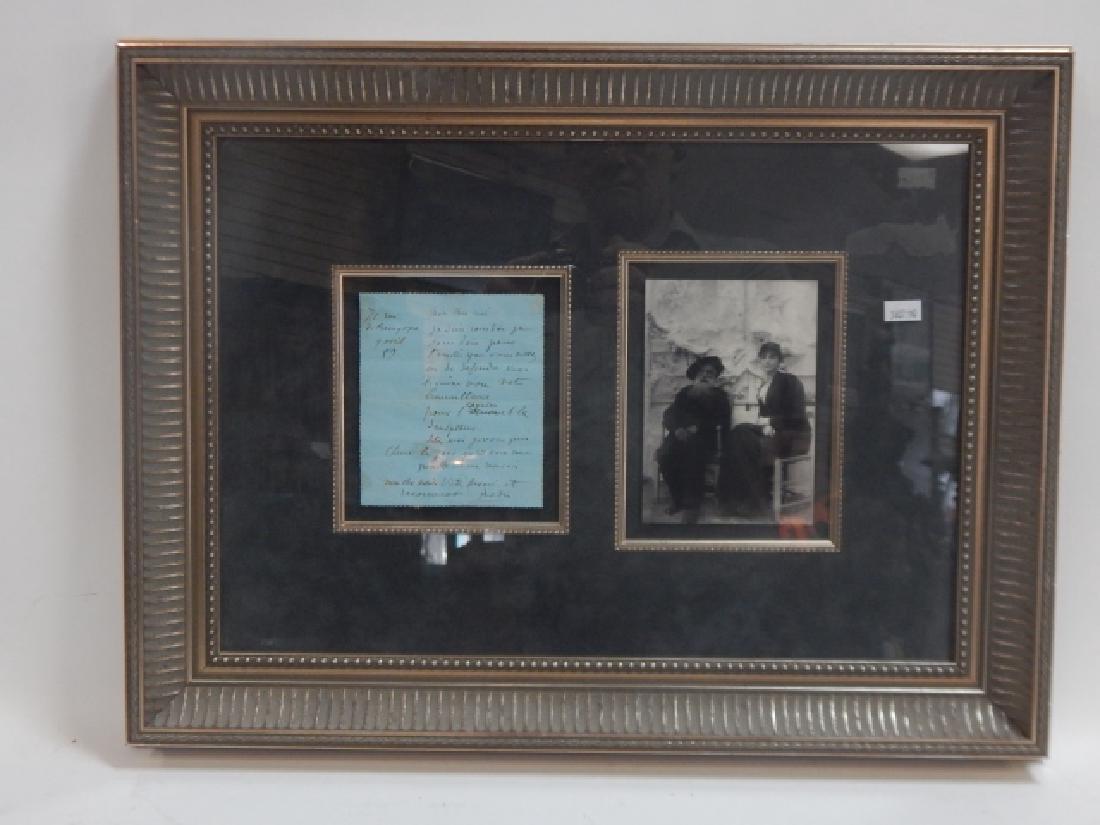 RODIN, AUGUSTE LETTER AND PHOTO: 16" BY 21" NICELY FRAMED