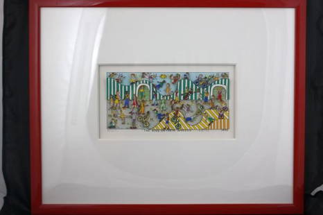 James Rizzi - 3-D " The kids on their wheels ": James Rizzi - 3-D work, ca. 13x 27cm ( without Frame ), limited 350 pieces, signed