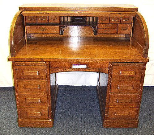 1809 Antique Tiger Oak C Roll Top Desk Derby Desk Co Jan 29