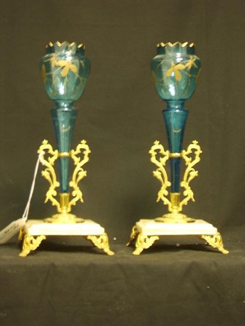 VICTORIAN EPERGNES W/ BLUE ENAMELED INSERTS: PR. VICTORIAN EPERGNES W/ BLUE ENAMELED INSERTSMEASURES 13.5"T X 6"WPLEASE CONTACT ONE OF OUR RECOMMENDED THIRD PARTY SHIPPERS FOR SHIPPING QUOTE LISTED IN OUR TERMS AND CONDITIONS