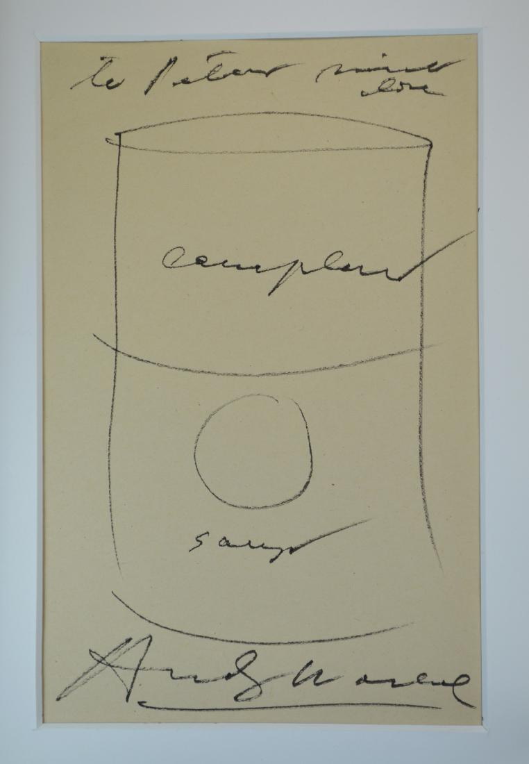 ANDY WARHOL VINTAGE SOUP CAN DRAWING: ANDY WARHOL VINTAGE SOUP CAN DRAWING. 5 X 8.5 INCHES. EXCELLLENT CONDITION.