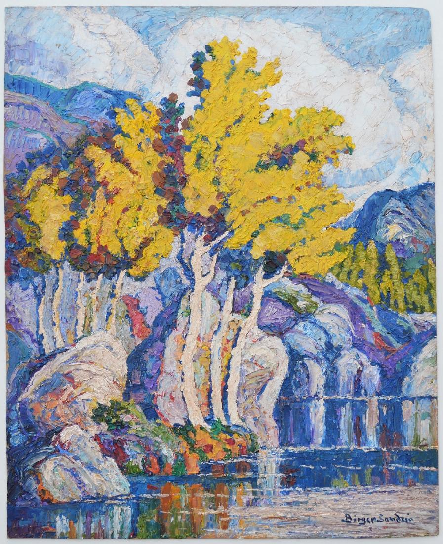 BIRGER SANDZEN ATTR PAINTING ON ACADEMY BOARD (1 of 4)