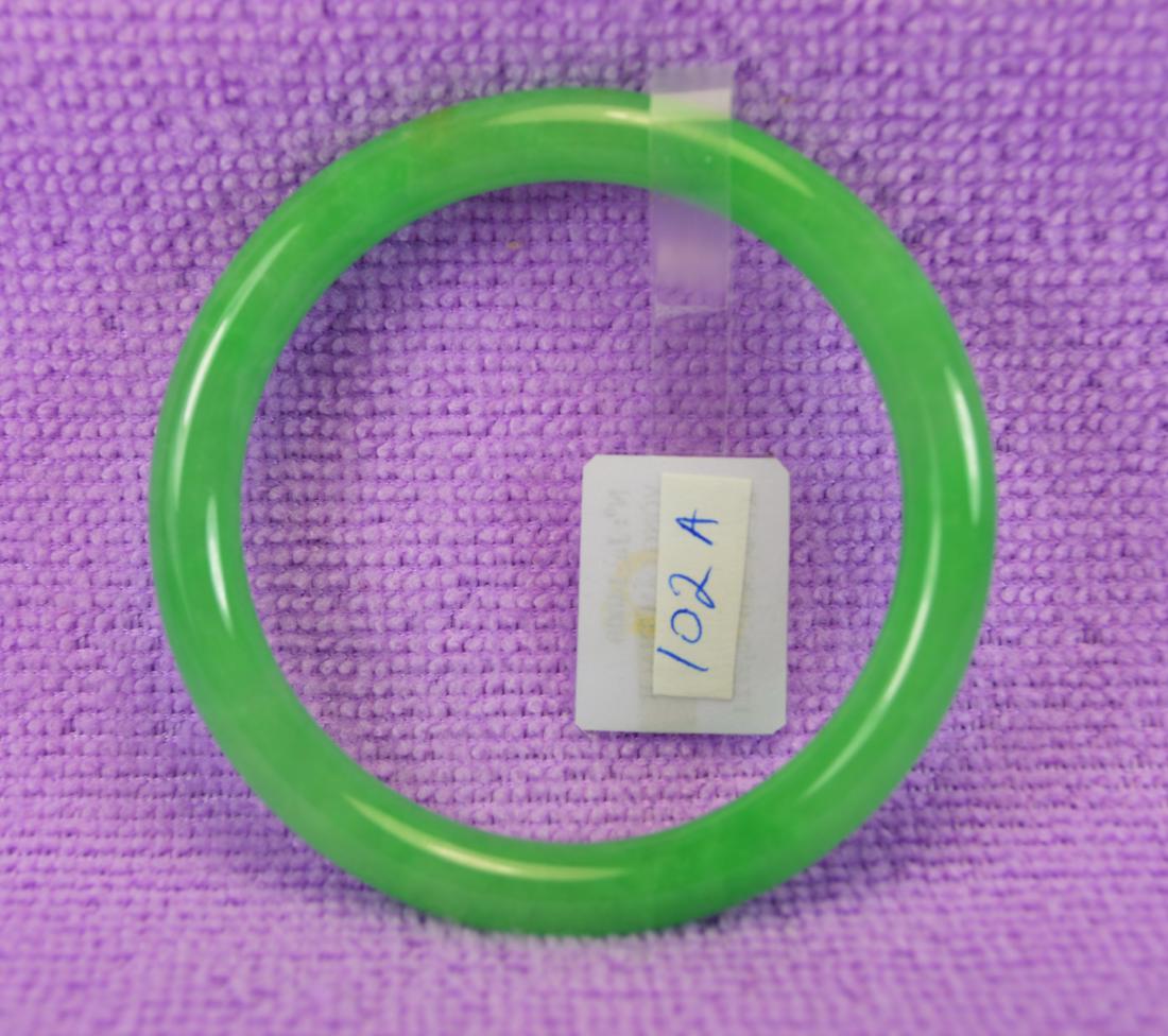 CHINESE TOP CERTIFIED GRADE A GREEN JADE BANGLE (1 of 3)