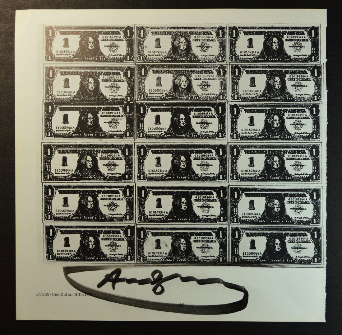 ANDY WARHOL SIGNED VINTAGE PRINT "DOLLAR BILLS" (1 of 2)