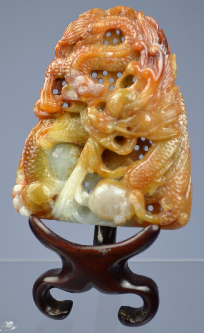 CHINESE SUPERB HE-TIAN JADE CARVED DRAGON AMULET (1 of 3)