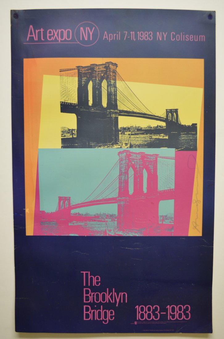 ANDY WARHOL SIGNED BROOKLYN BRIDGE POSTER 1983 (1 of 3)