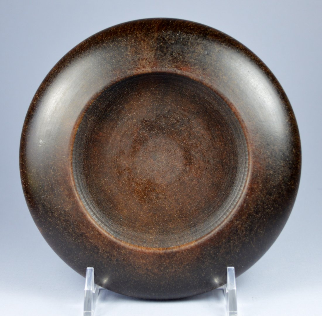 CHINESE POSSIBLE RHINOCEROS HORN BRUSH WASHER: Amazing vintage Chinese large carved possible rhinoceros horn brush washer. Very attractive hazelnut colored smooth carved surface. Diameter: 87 mm, height: 55 mm. Provenance: Private collection: Mont