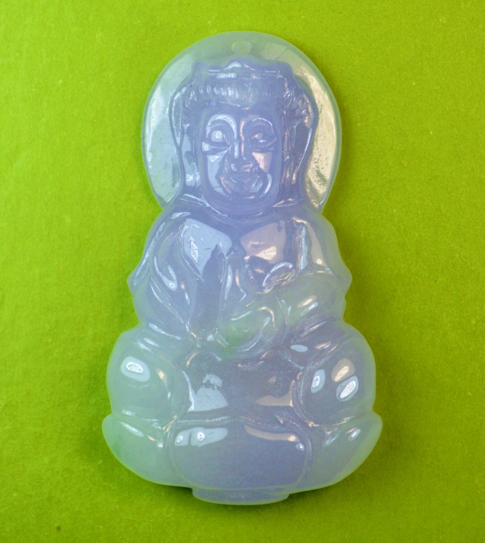 CHINESE TOP CERTIFIED LAVENDER JADE KWAN YIN PENDANT (1 of 2)