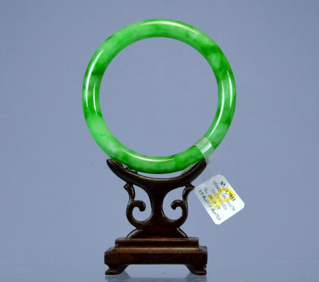 CHINESE TOP CERTIFIED GREEN JADE BANGLE BRACELET (1 of 10)