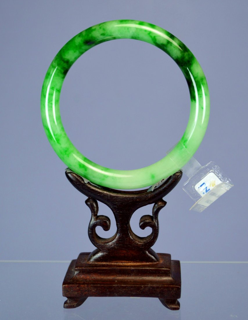 CHINESE TOP CERTIFIED GREEN JADE BANGLE (1 of 7)