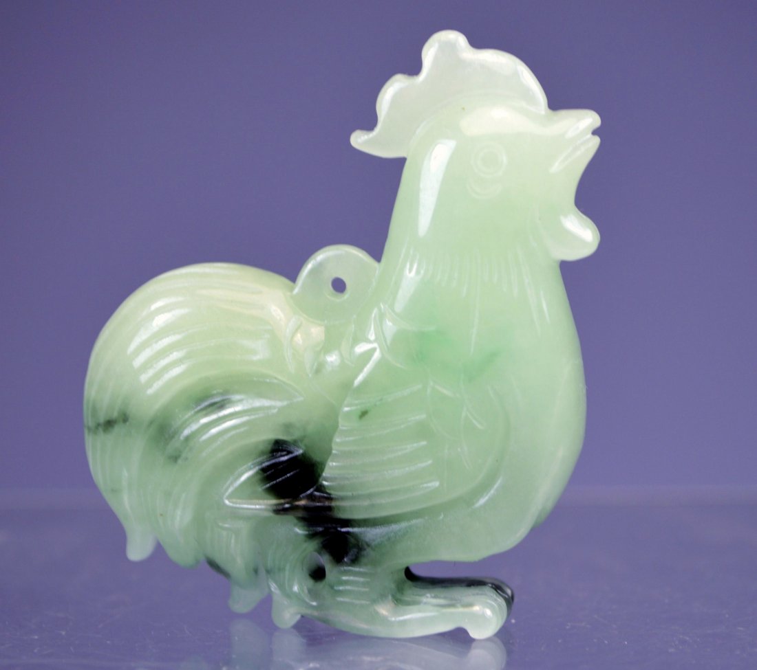 CHINESE CERTIFIED TOP CERTIFIED GREEN CARVED JADE (1 of 6)