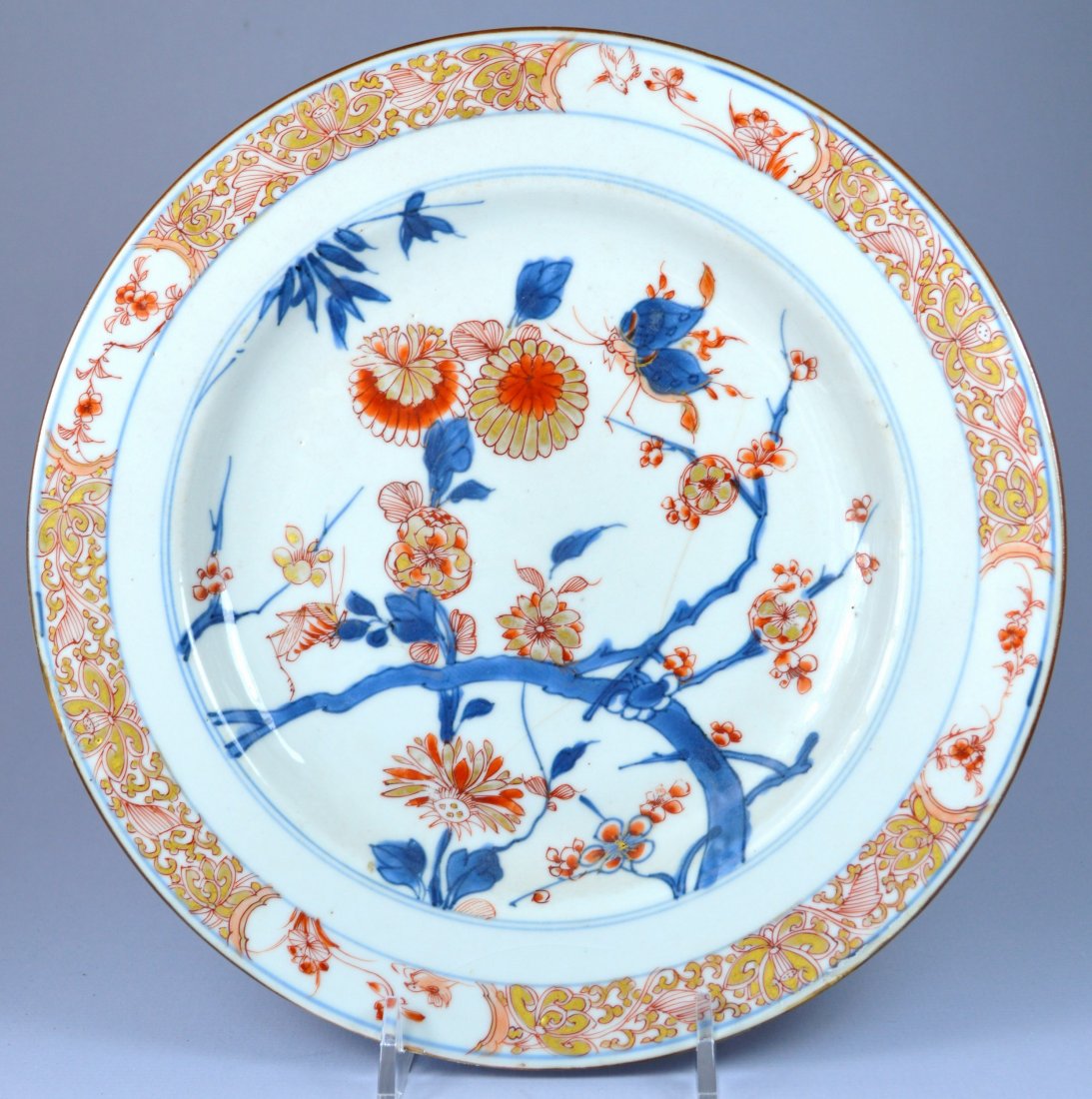 CHINESE QIANLONG PORCELAIN BUTTERFLY GILT PLATE CA 18TH (1 of 4)