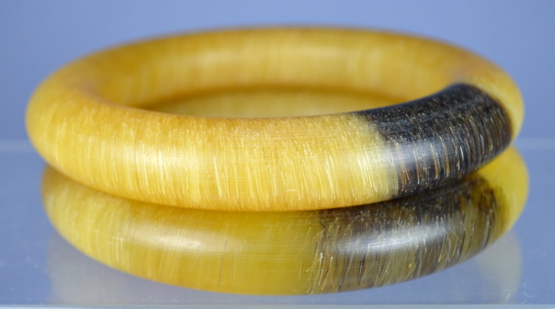 CHINESE PAIR CARVED BANGLES POSSIBLE RHINOCEROS HORN (1 of 7)