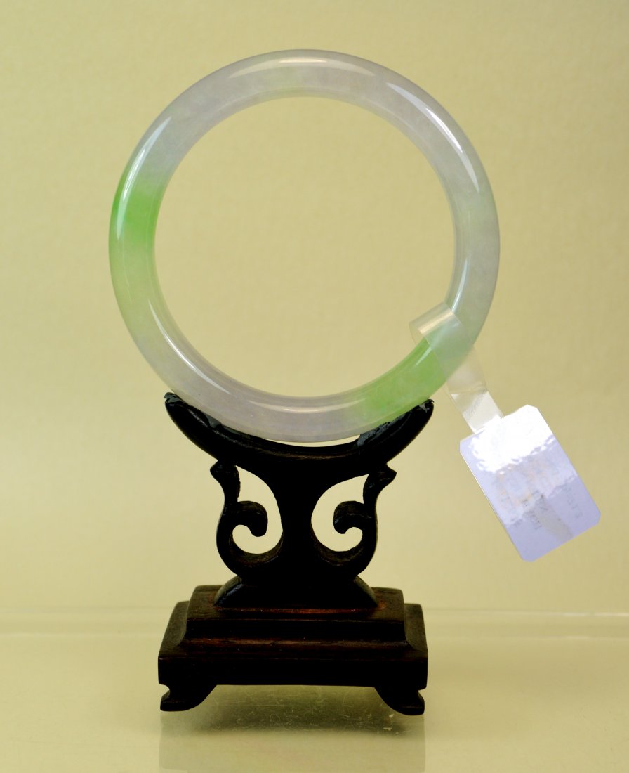 CHINESE TOP CERTIFIED LAVENDER GREEN JADE BANGLE (1 of 4)