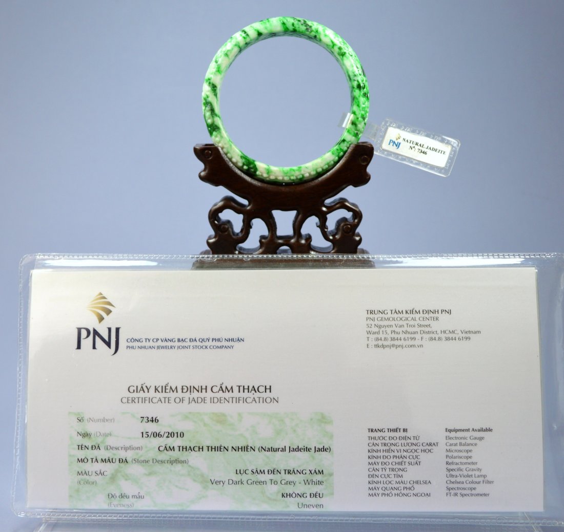 CHINESE TOP CERTIFIED GREEN JADE BANGLE (1 of 8)