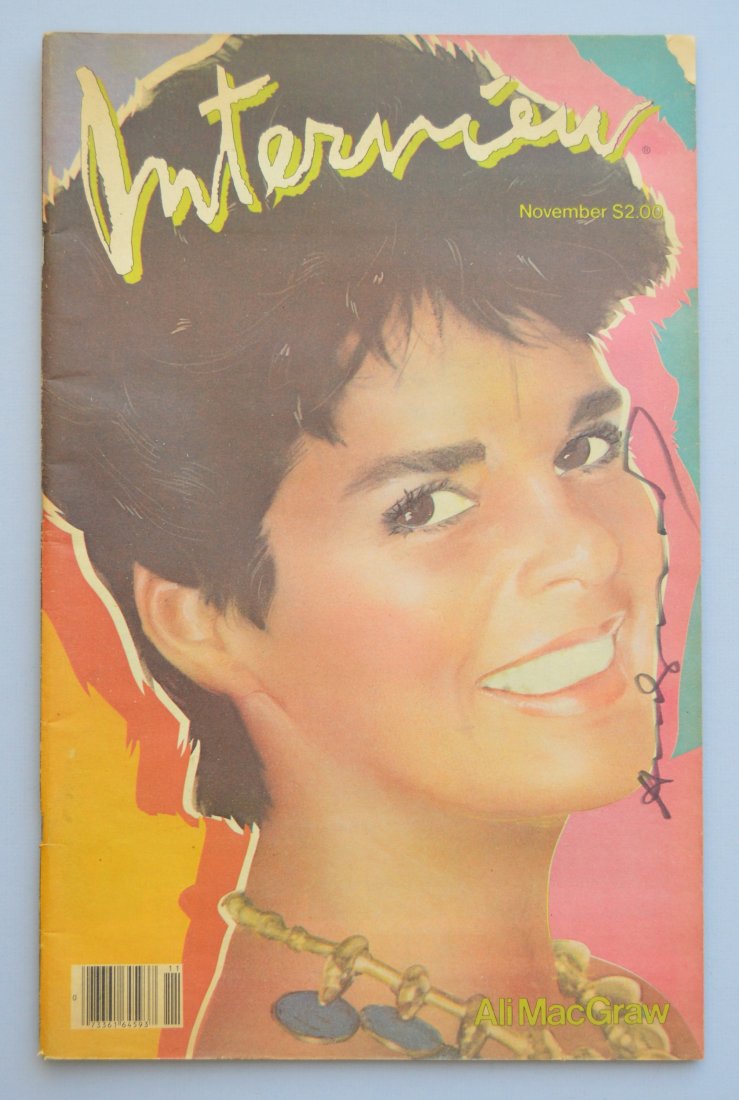 ANDY WARHOL INTERVIEW  MAGAZINE SIGNED "ALI McGRAW" (1 of 2)