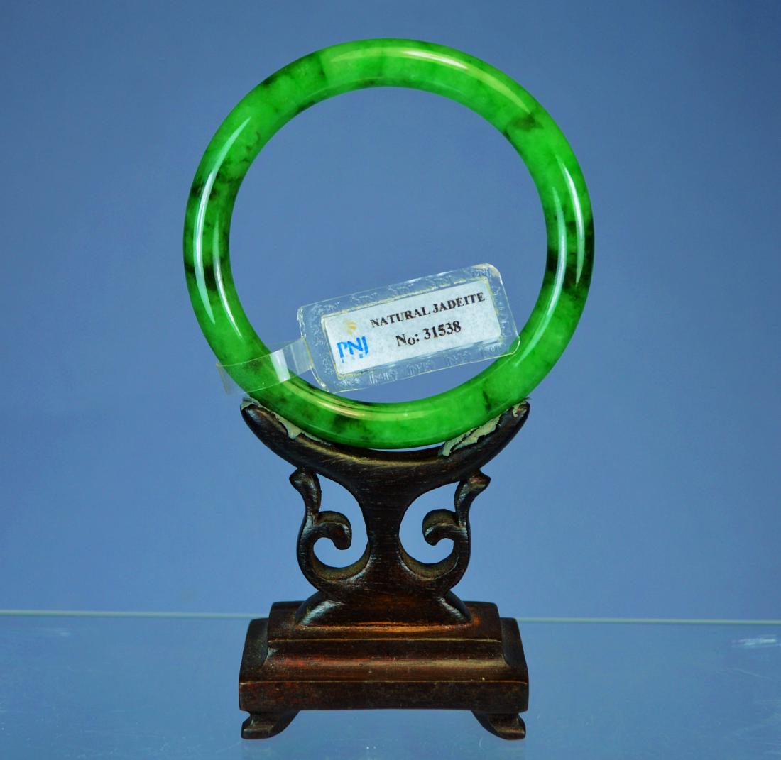 CHINESE TOP CERTIFIED GREEN JADE BANGLE BRACELET (1 of 4)