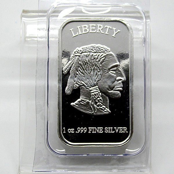 1 Oz Buffalo Design .999 Fine Silver Bar: 1 Oz Buffalo Design .999 Fine Silver Bar. Made in USA.
