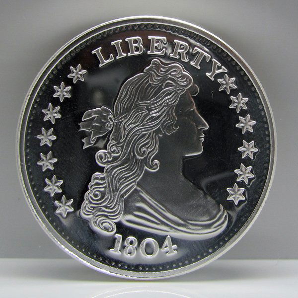 1 Oz 1804 Silver Dollar Design .999 Fine Silver Round: 1 Oz 1804 Silver Dollar Design .999 Fine Silver Round. Made in USA.