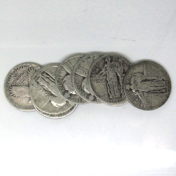 $2 Face Value 90% Silver Standing Liberty Quarters: $2 Face Value 90% Silver Standing Liberty Quarter Coins. Each $1 Face Increment of US Mint 90% Silver Coins Contains Roughly .715 Troy Ounces of Pure Silver. Dates and Mintmarks are Based on in Stock 