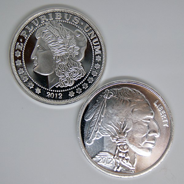 2-Coin Set: Buffalo & Morgan .999 Silver Rounds: 2-Coin Set Includes: Buffalo & Morgan Dollar Design .999 Fine Silver Rounds.