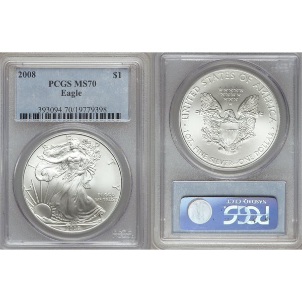 2008 1 Oz Silver Eagle MS70 PCGS