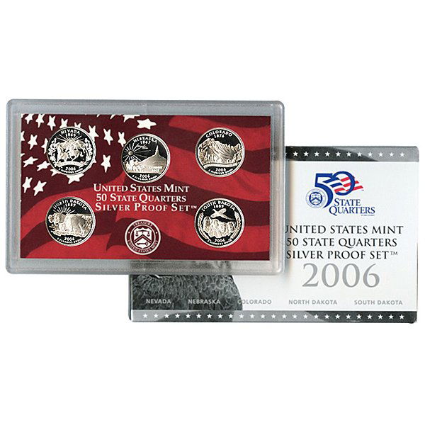 2006-S Proof Silver Quarters 5-Coin Set: 2006-S United States 50 State Quarters Silver Proof Set